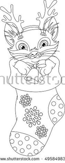 Christmas Cat Coloring Pages - Coloring and Drawing